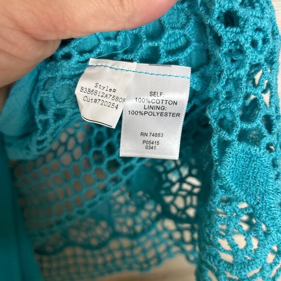 Adiva Teal Blue Crochet Boho Blouse womens Size 2X - New lightweight summer top - Picture 4 of 7